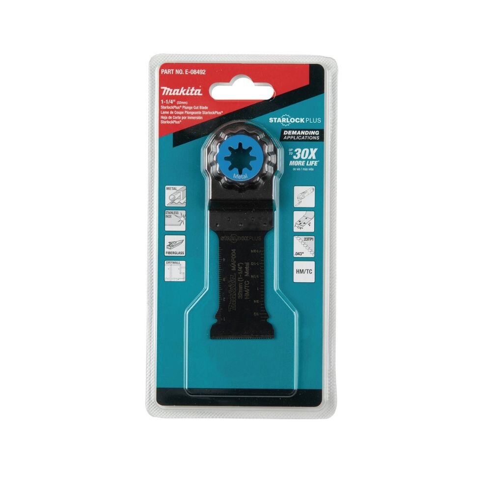 Makita E-08492 StarlockPlus Oscillating Multi-Tool 1-1/4" Hard Metal with Tungsten Carbide Teeth Plunge Cut Blade for Metal Cutting