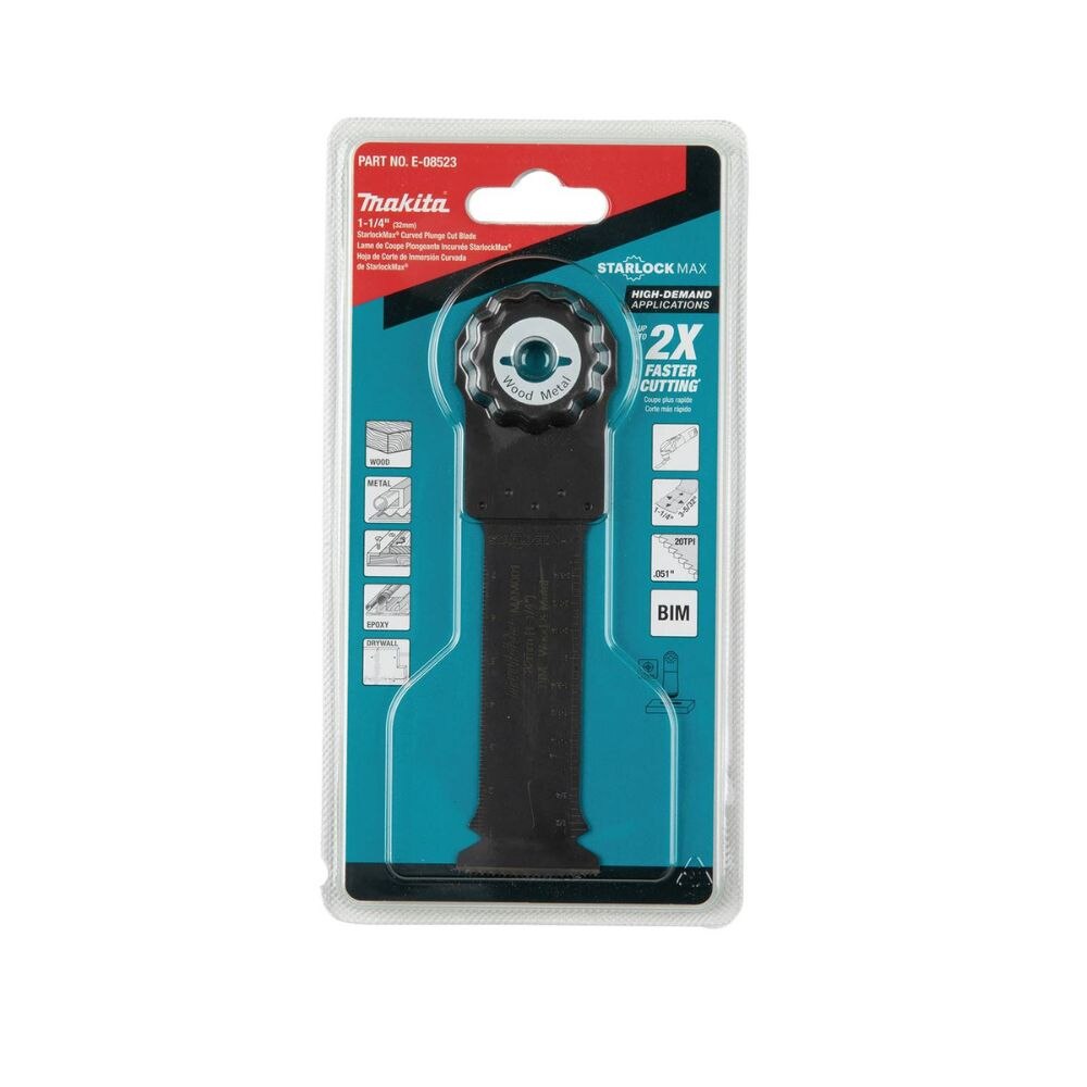 Makita E-08523 StarlockMax Oscillating Multi-Tool 1-1/4" Bi-Metal Curved Plunge Cut Blade