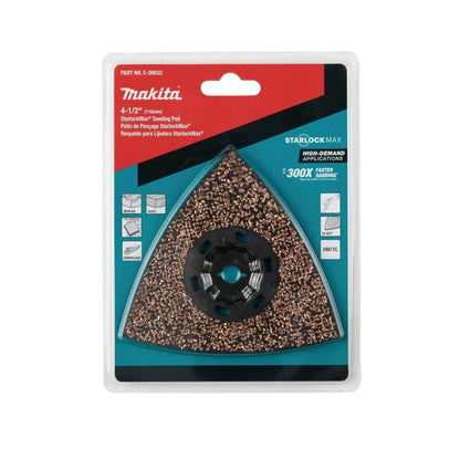 Makita E-08632 StarlockMax Oscillating Multi-Tool 4-1/2" Tungsten Carbide 20 Grit Delta Triangle Sanding Pad