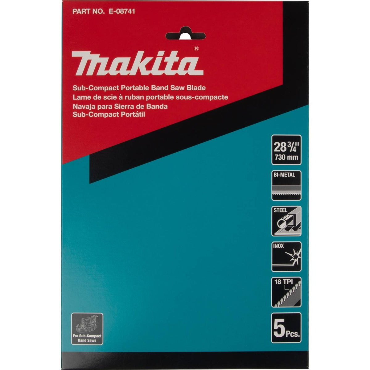 Makita E-08741 28-3/4" Portable Band Saw Blade, 5/pk