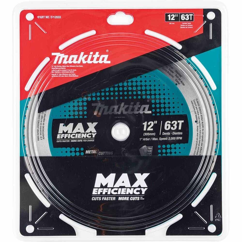 Makita E-12033 12" 63T Carbide-Tipped Max Efficiency Saw Blade, Metal/General Purpose