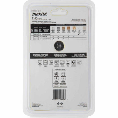 Makita E-12647 X-LOCK 4-1/2" Diamond Blade Variety Pack, 3/pc