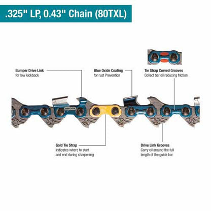 Makita E-13100 18" Saw Chain, .325" LP, .043", 70, Low Kickback