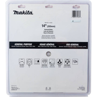 Makita E-16748 14" Thin Kerf Diamond Blade, Segmented, General Purpose