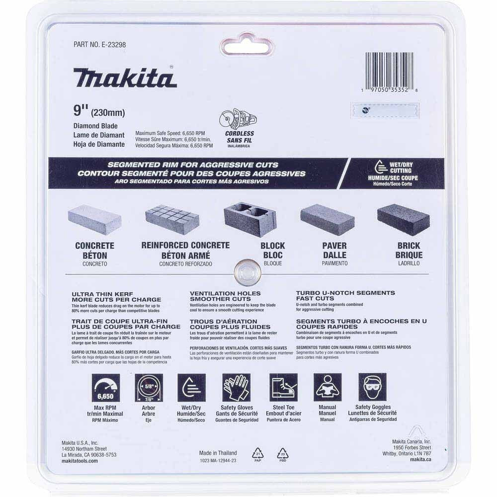 Makita E-23298 9" Segmented General Purpose Thin Kerf Diamond Blade