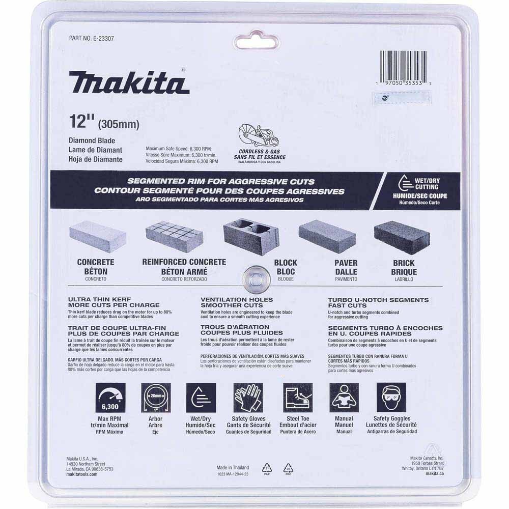 Makita E-23307 12" Segmented General Purpose Thin Kerf Diamond Blade