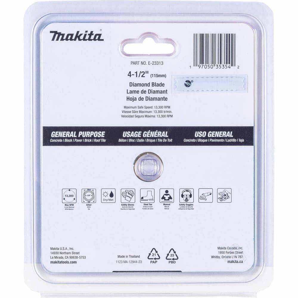 Makita E-23313 4-1/2" Segmented Turbo General Purpose Diamond Blade