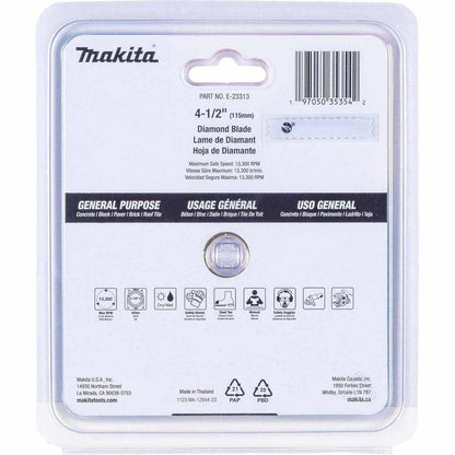 Makita E-23313 4-1/2" Segmented Turbo General Purpose Diamond Blade
