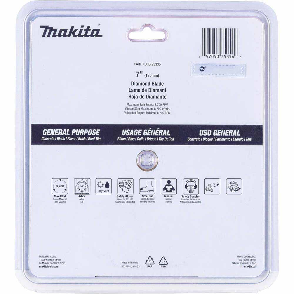 Makita E-23335 7" Segmented Turbo General Purpose Diamond Blade