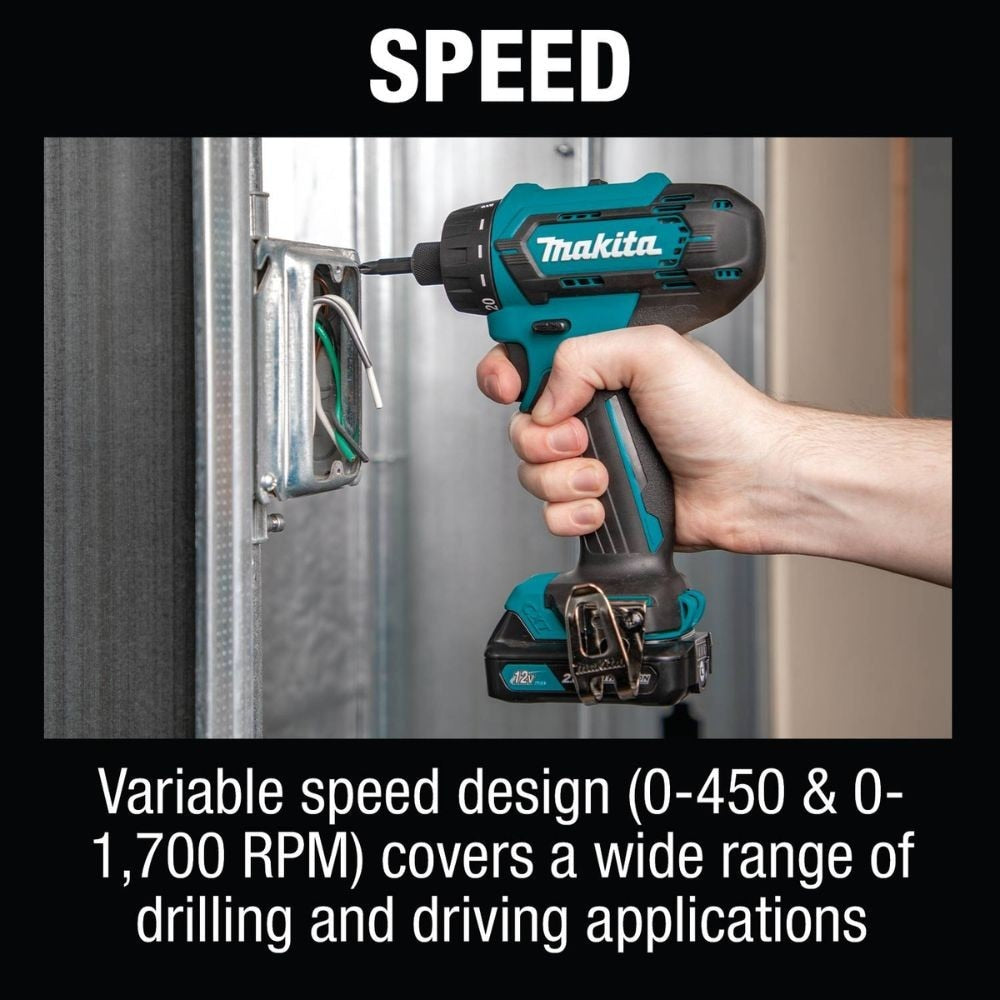Makita FD10R1 12V Max CXT Lithium-Ion 1/4 In. Hex Driver-Drill Kit(2.0Ah)