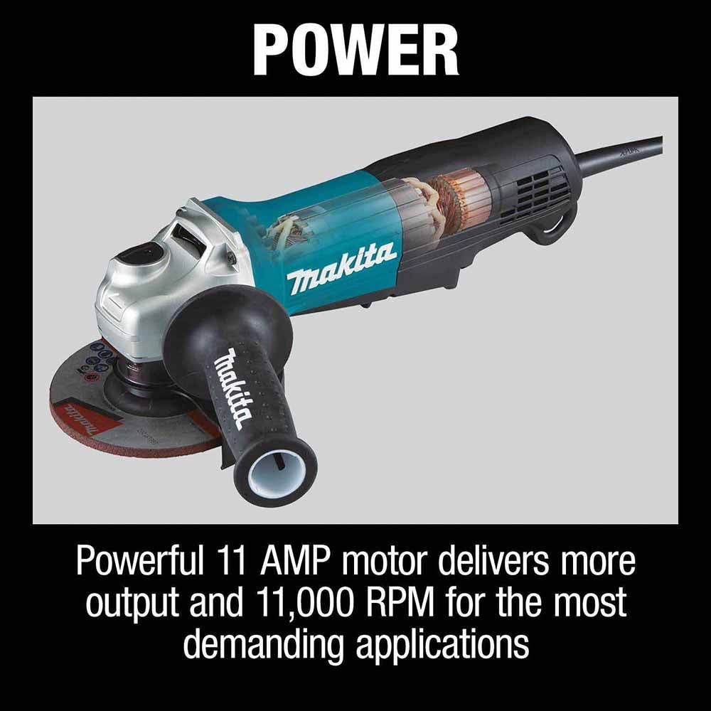 Makita GA5052 4‑1/2" / 5" Paddle Switch Angle Grinder, with AC/DC Switch