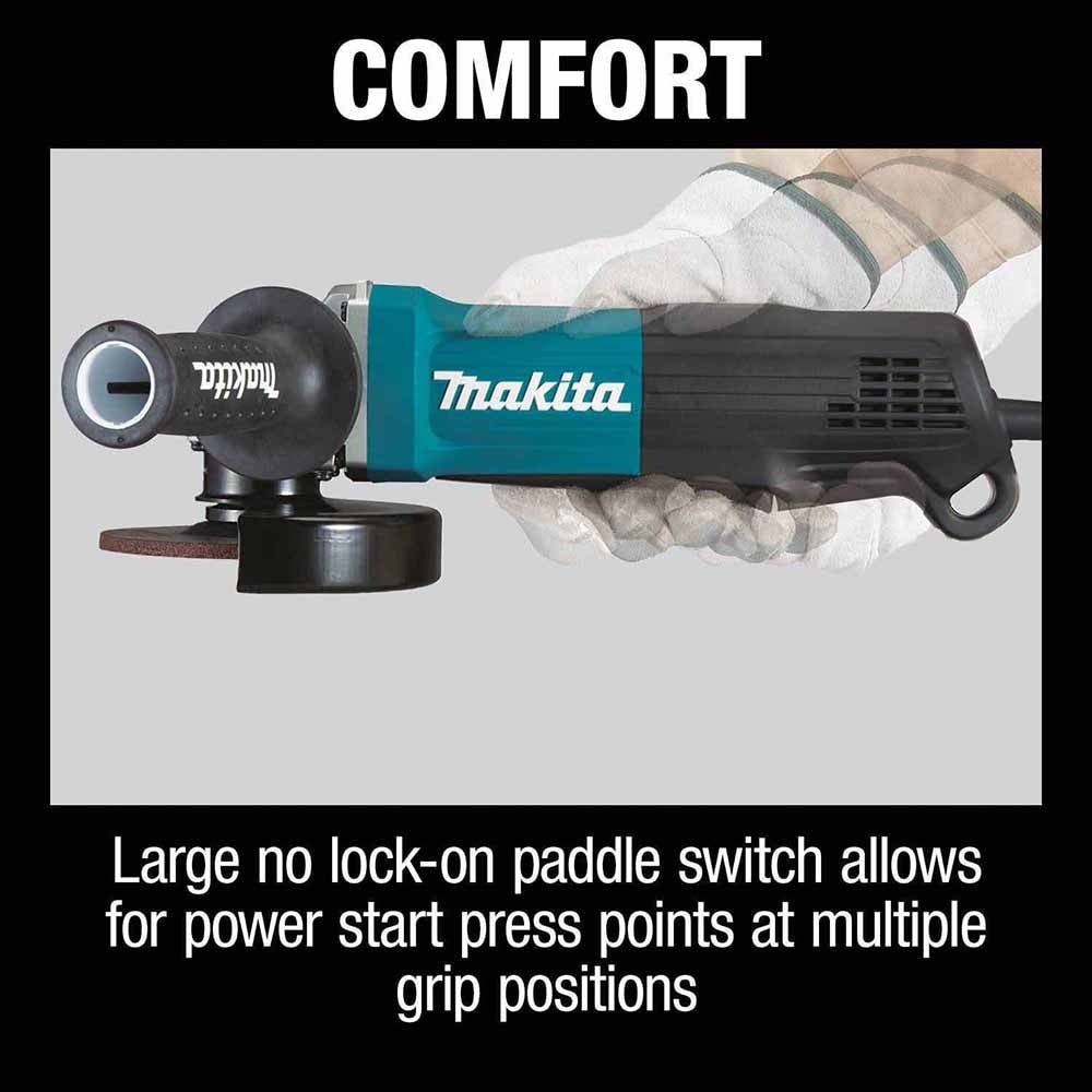 Makita GA5052 4‑1/2" / 5" Paddle Switch Angle Grinder, with AC/DC Switch