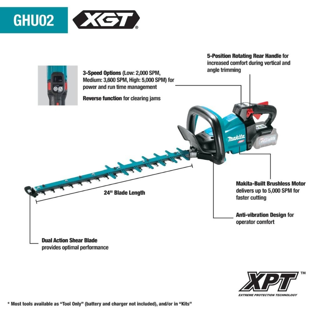 Makita GHU02Z 40V max XGT Brushless Cordless 24" Hedge Trimmer (Tool Only)