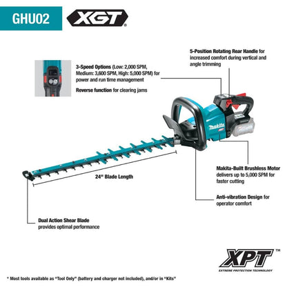 Makita GHU02Z 40V max XGT Brushless Cordless 24" Hedge Trimmer (Tool Only)