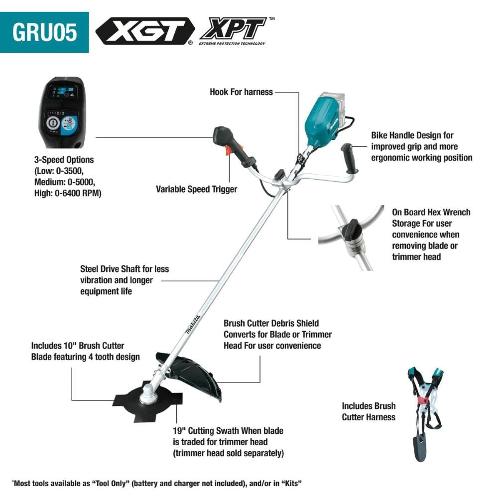 Makita GRU05PM 80V max (40V max X2) XGT Brushless Cordless Brush Cutter Kit (4.0Ah)