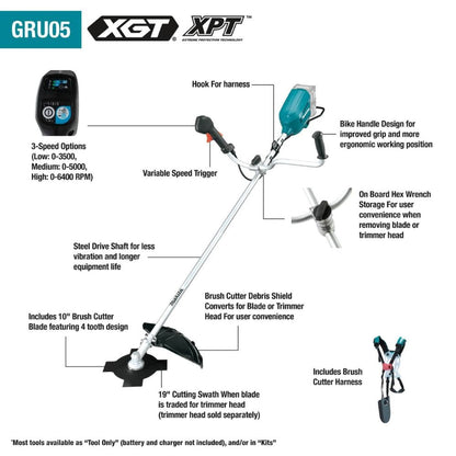 Makita GRU05PM 80V max (40V max X2) XGT Brushless Cordless Brush Cutter Kit (4.0Ah)