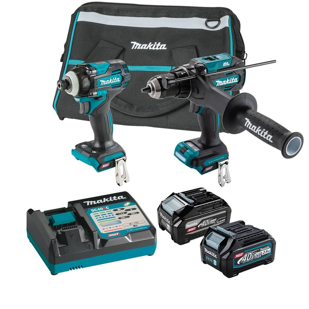Makita GT202SU1D1 40V max XGT Brushless Cordless 2-Pc Combo Kit with Hammer Driver-Drill and Impact Driver (2 Batteries)
