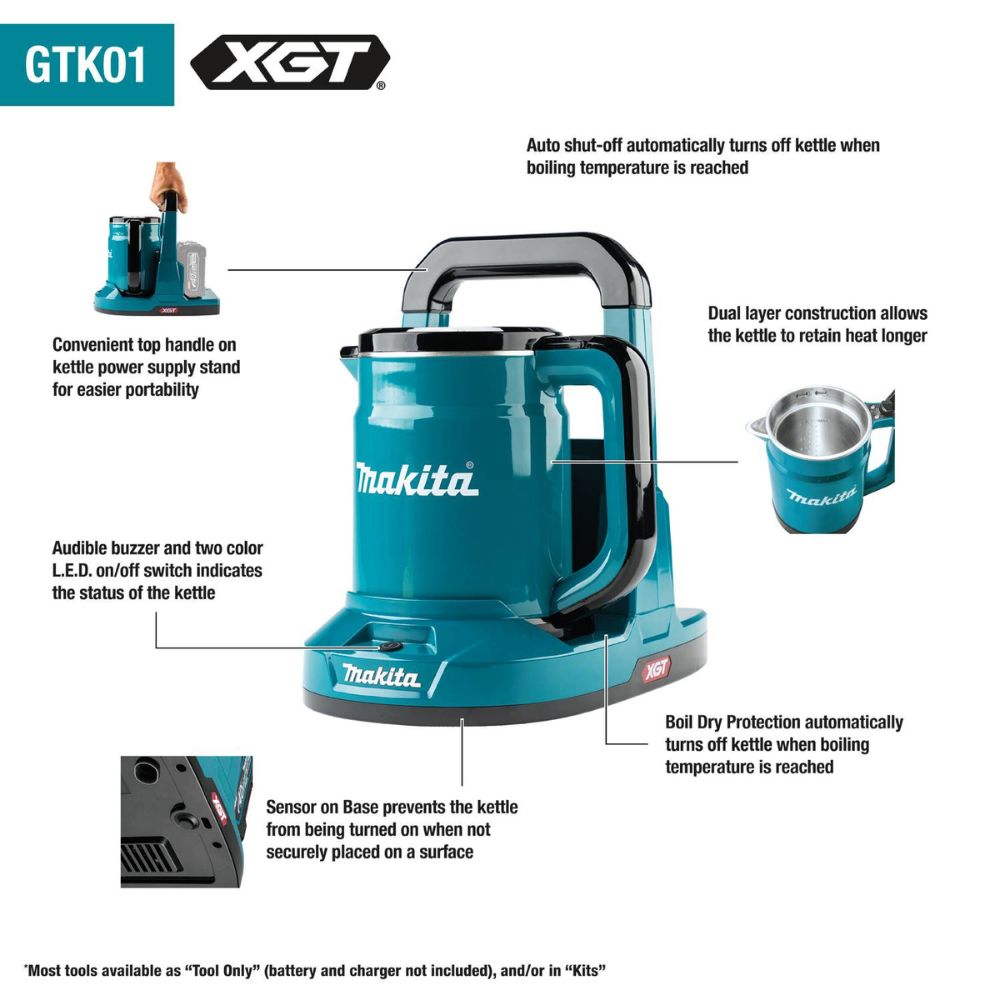 Makita GTK01Z 40V max XGT Hot Water Kettle, Tool Only