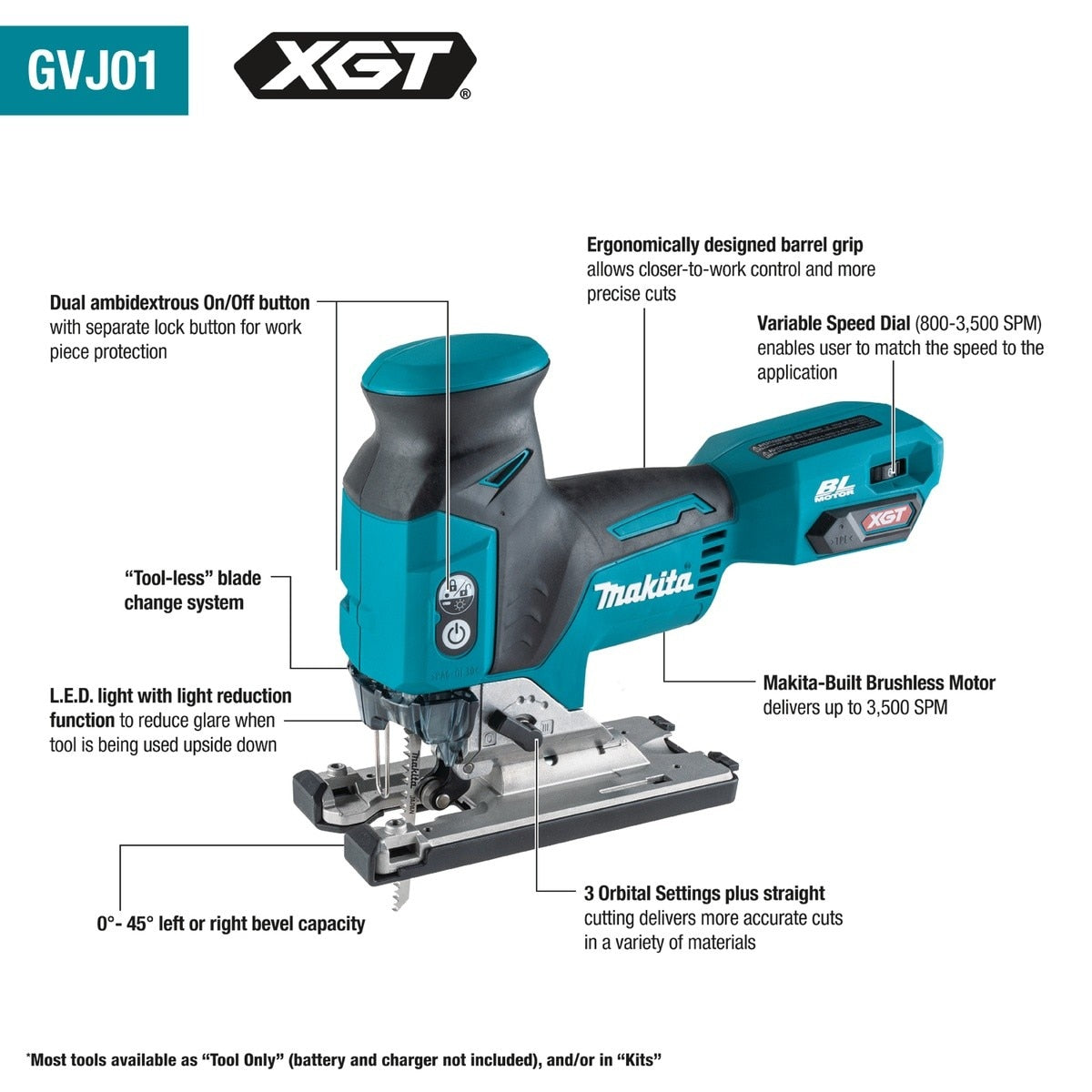 Makita GVJ01Z 40V Max XGT Brushless Cordless Barrel Grip Jig Saw (Tool Only)