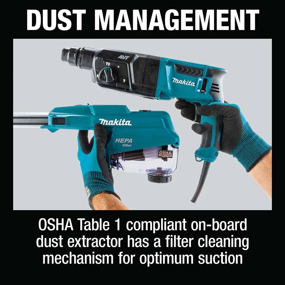 Makita HR2653 1" SDS-PLUS AVT Rotary Hammer, HEPA Dust Extractor (Pistol Grip)