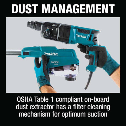 Makita HR2653 1" SDS-PLUS AVT Rotary Hammer, HEPA Dust Extractor (Pistol Grip)