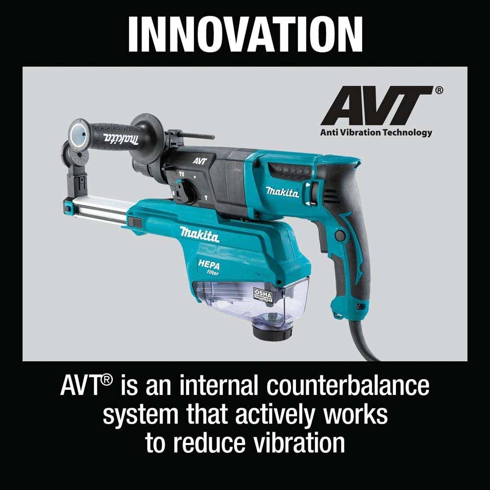 Makita HR2653 1" SDS-PLUS AVT Rotary Hammer, HEPA Dust Extractor (Pistol Grip)