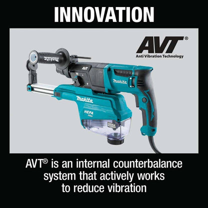 Makita HR2653 1" SDS-PLUS AVT Rotary Hammer, HEPA Dust Extractor (Pistol Grip)