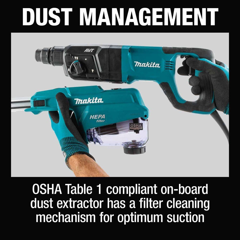Makita HR2663 1" SDS-PLUS AVT Rotary Hammer, w/ HEPA Dust Extractor (D-handle)