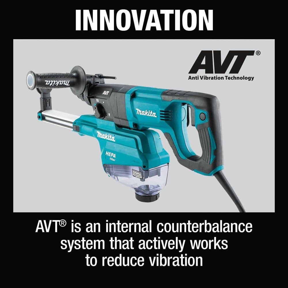 Makita HR2663 1" SDS-PLUS AVT Rotary Hammer, w/ HEPA Dust Extractor (D-handle)