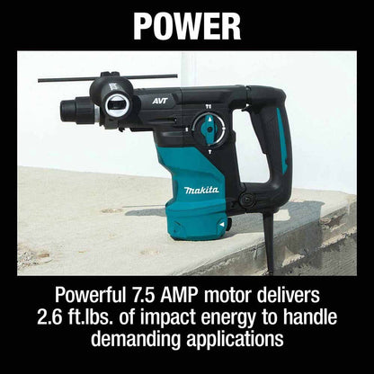 Makita HR3011FCK 1-3/16'' AVT® Rotary Hammer, accepts SDS-PLUS bits (L-Shape)