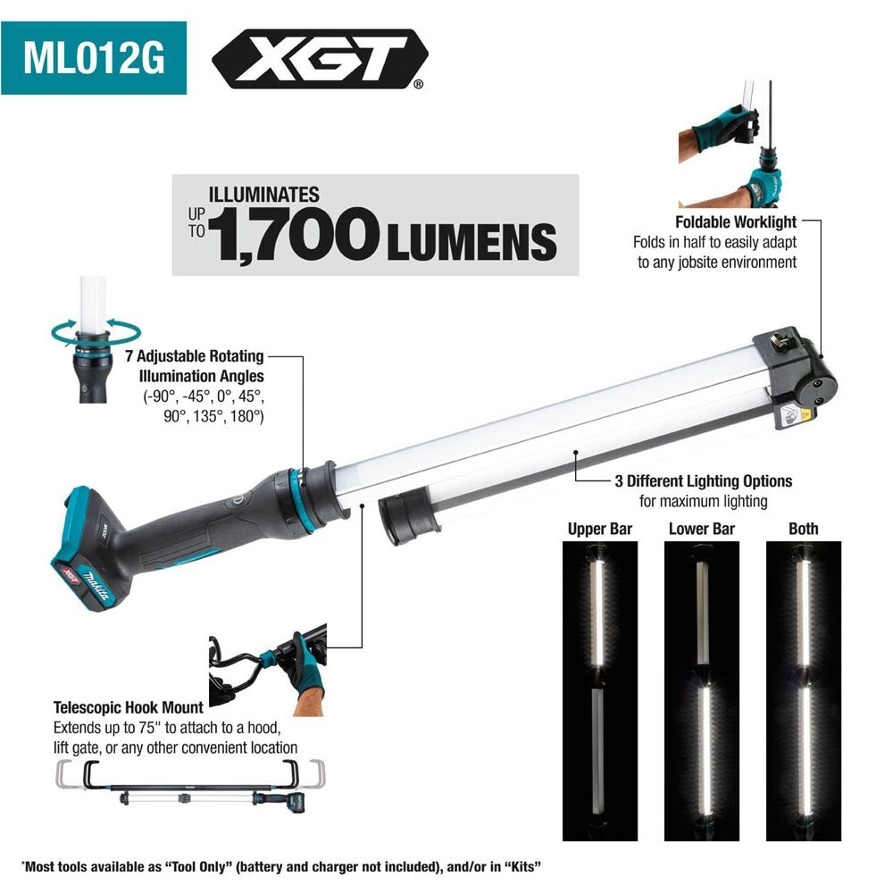 Makita ML012G 40V max XGT Cordless L.E.D. Underhood Work Light, Light Only