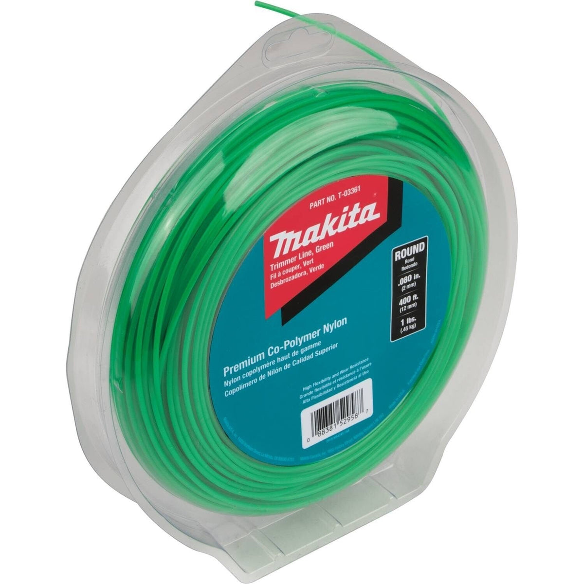 Makita T-03361 Round Trimmer Line, 0.080", Green, 400', 1 lbs.
