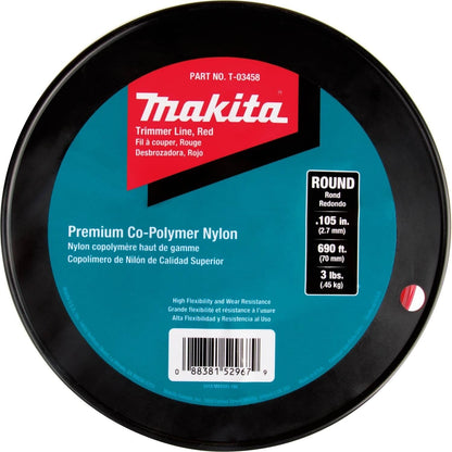 Makita T-03458 Round Trimmer Line, 0.105", Red, 690', 3 lbs.