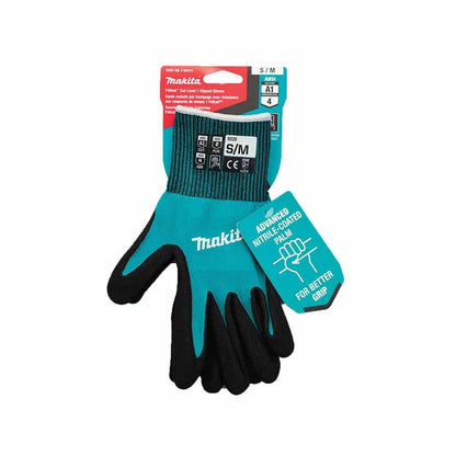 Makita T-04117 FitKnit Cut Level 1 Nitrile Coated Dipped Gloves (Small/Medium)