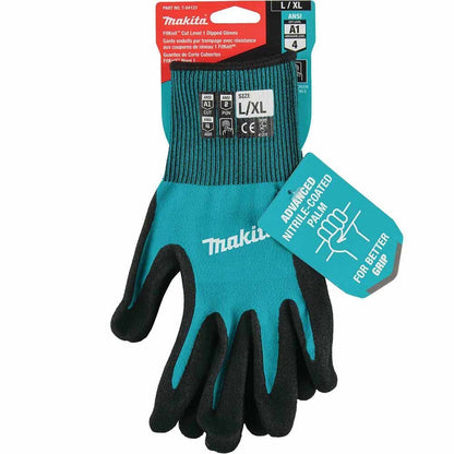 Makita T-04123 FitKnit Cut Level 1 Nitrile Coated Dipped Gloves (Large/X-Large)