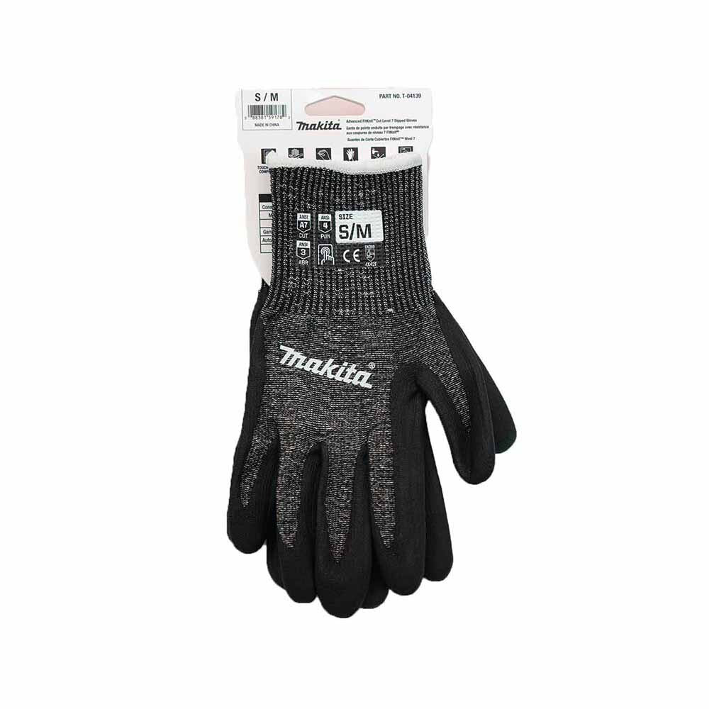 Makita T-04139 Advanced FitKnit Cut Level 7 Nitrile Coated Dipped Gloves (Small/Medium)
