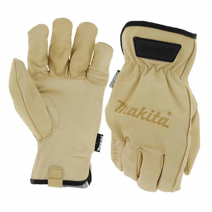 Makita T-04195 100% Genuine Leather Cow Driver Gloves (Large)