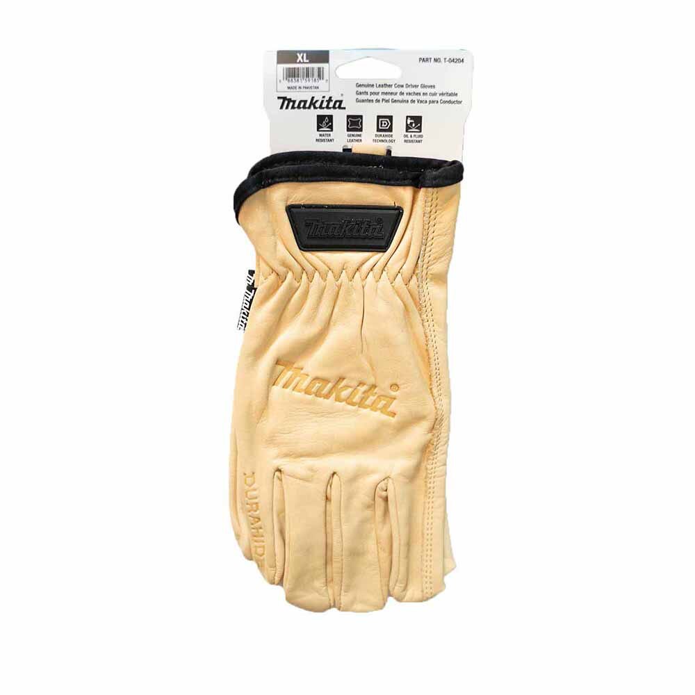 Makita T-04204 100% Genuine Leather Cow Driver Gloves (X-Large)