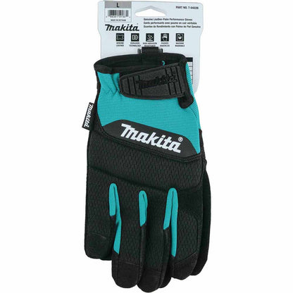 Makita T-04226 100% Genuine Leather-Palm Performance Gloves (Large)