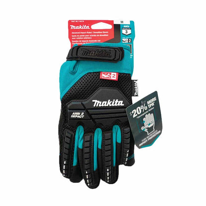 Makita T-04276 Advanced ANSI 2 Impact-Rated Demolition Gloves (Medium)