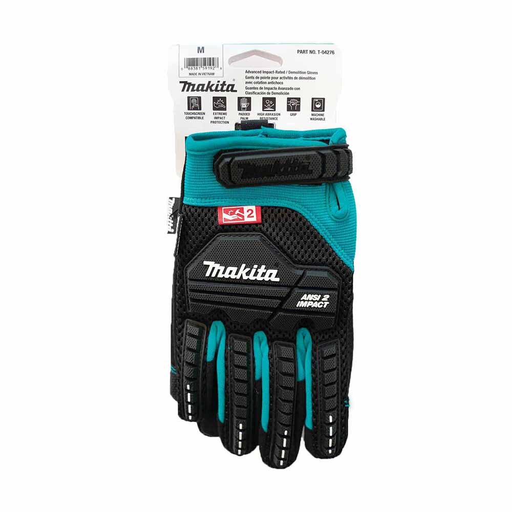 Makita T-04276 Advanced ANSI 2 Impact-Rated Demolition Gloves (Medium)
