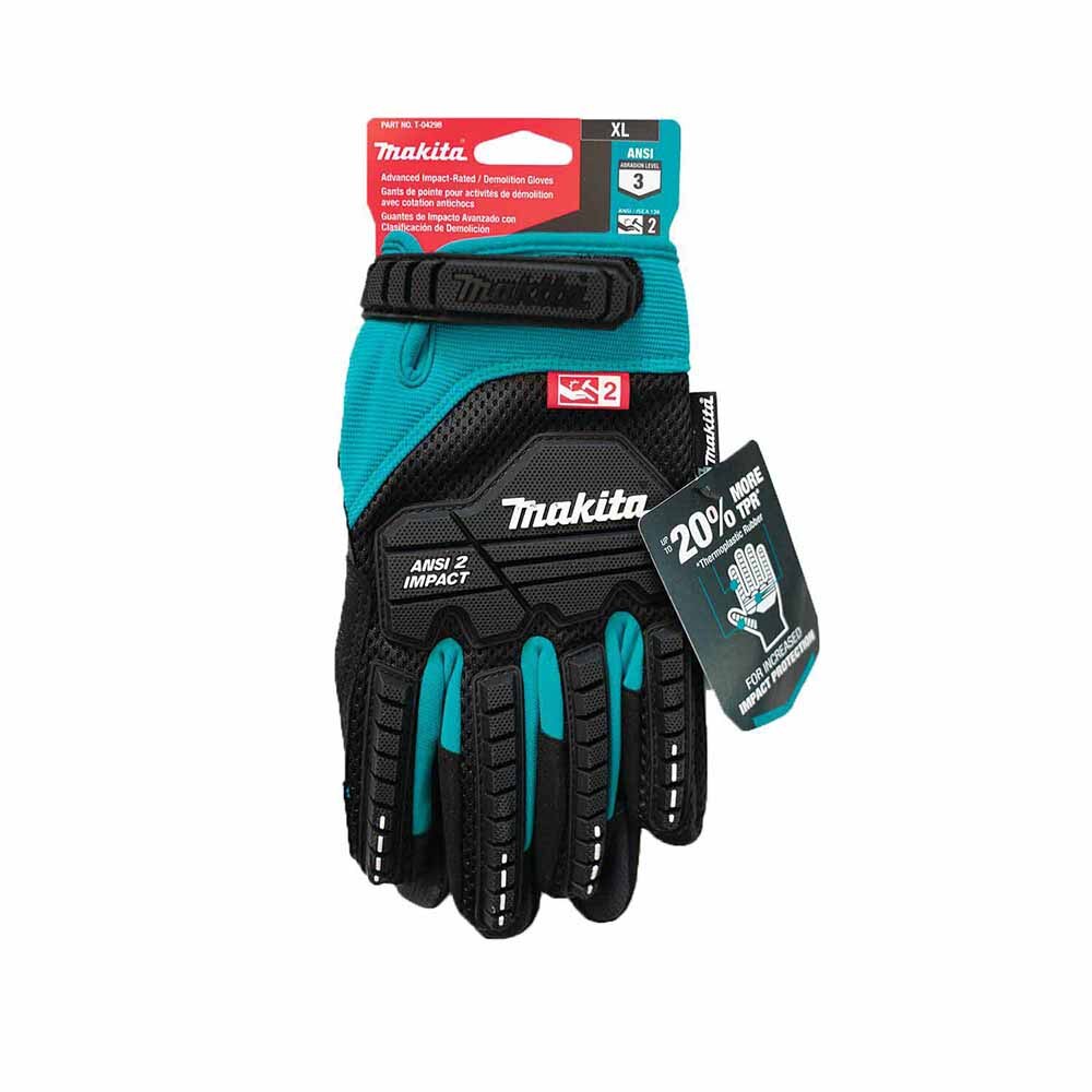Makita T-04298 Advanced ANSI 2 Impact-Rated Demolition Gloves (X-Large)