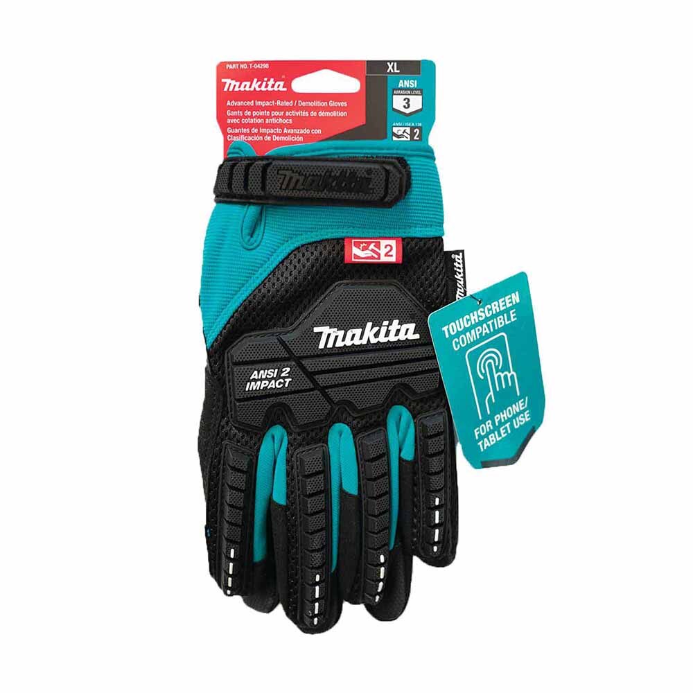 Makita T-04298 Advanced ANSI 2 Impact-Rated Demolition Gloves (X-Large)