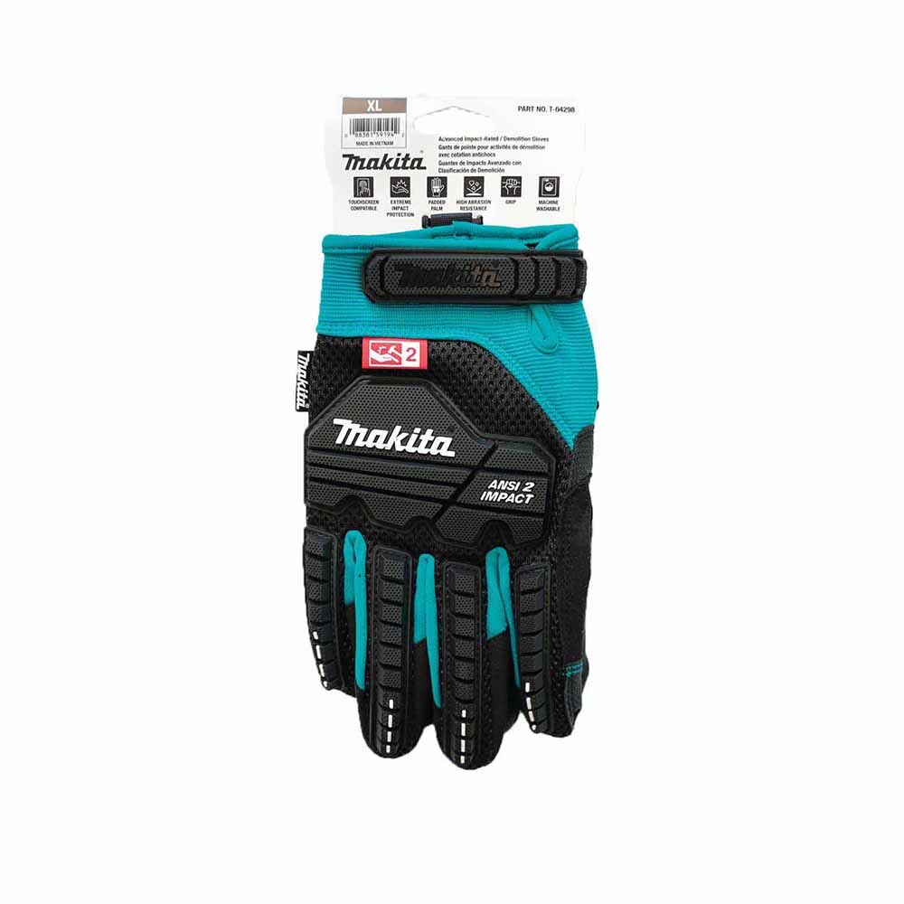 Makita T-04298 Advanced ANSI 2 Impact-Rated Demolition Gloves (X-Large)