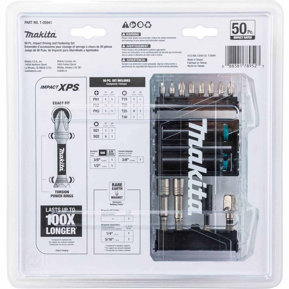 Makita T-05941 Impact XPS 50 Pc. Impact Driving and Fastening Bit Set