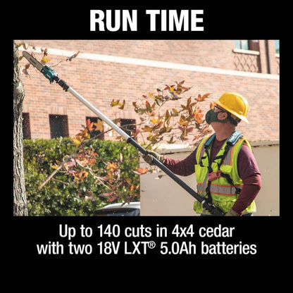 Makita XAU02PTB 36V (18V X2) LXT Brushless 10" Telescoping Pole Saw Kit, 13' Length (5.0Ah)