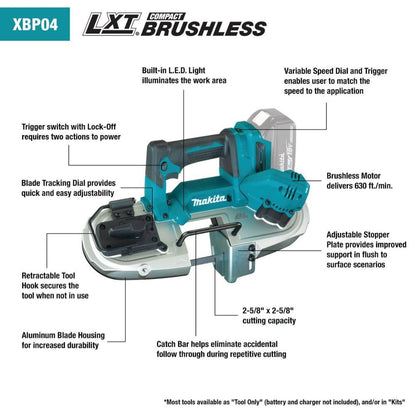 Makita XBP04Z 18V LXT Lithium-Ion Compact Brushless Cordless Band Saw (Tool Only)