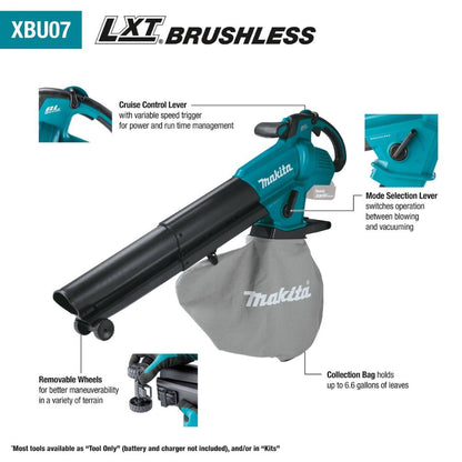 Makita XBU07Z 18V LXT Brushless Blower / Vacuum Mulcher, Tool Only
