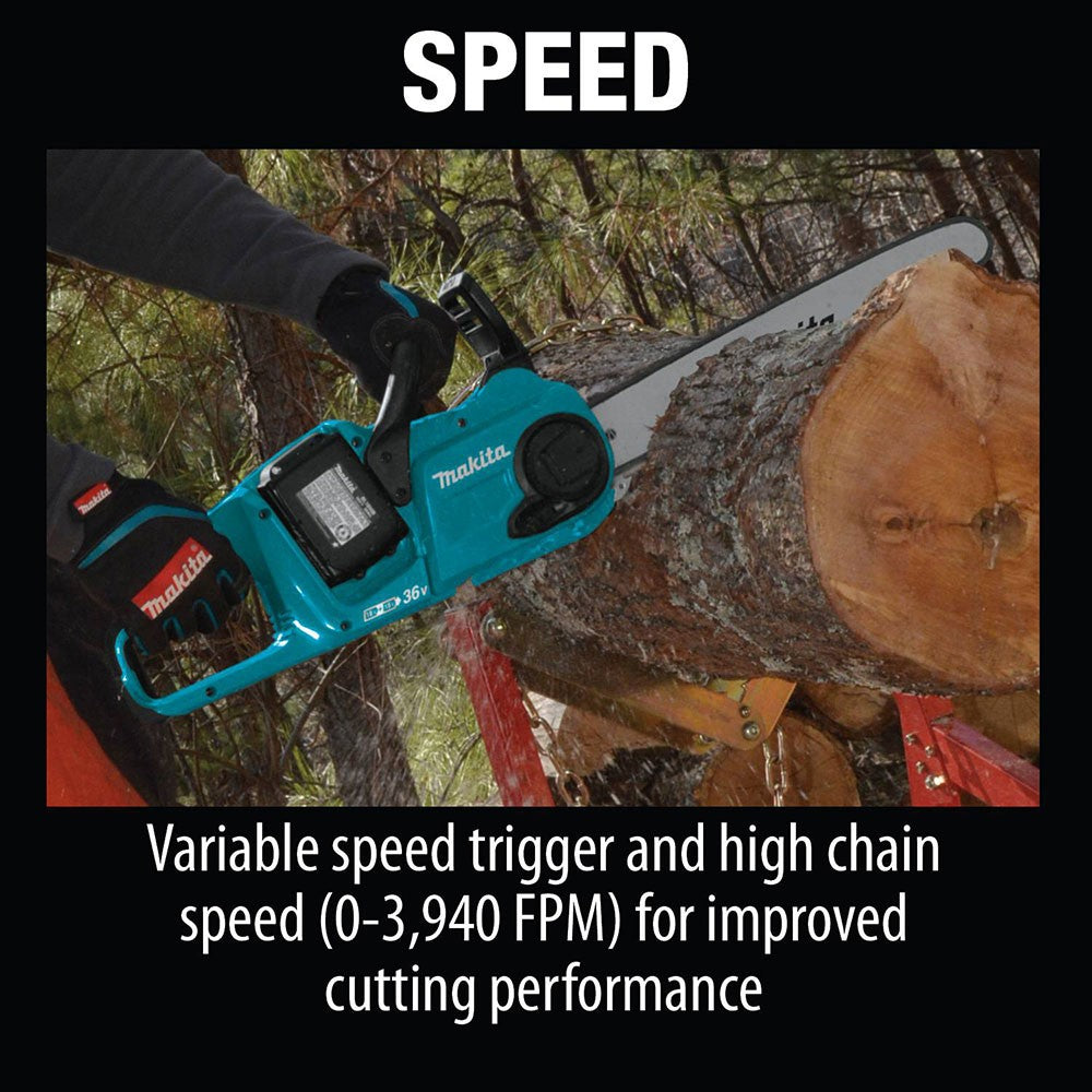 Makita XCU04PT1 18V X2 (36V) LXT 16" Chain Saw Kit with 4 Batteries (5.0Ah)