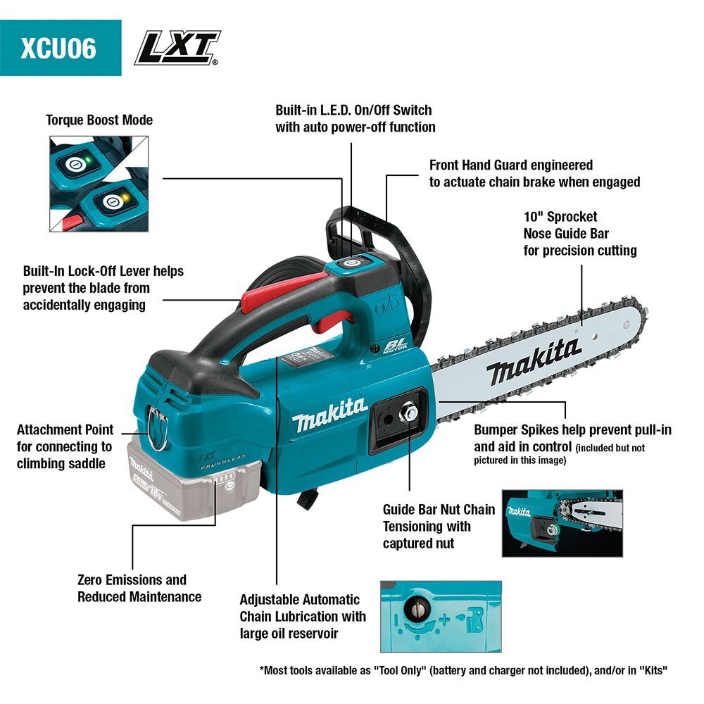 Makita XCU06Z 18V LXT 10" Top Handle Chain Saw (Tool Only)